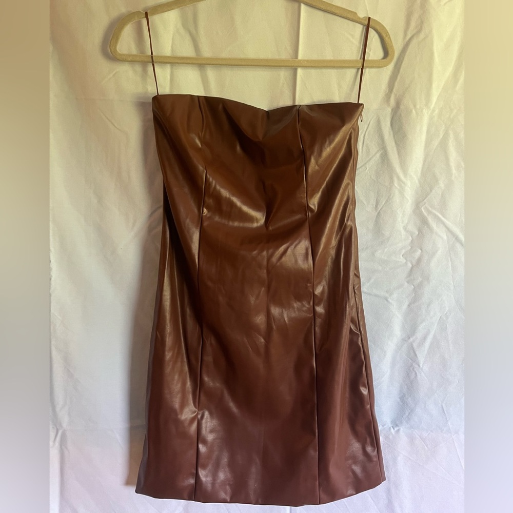 Pitaya Brown Leather Dress